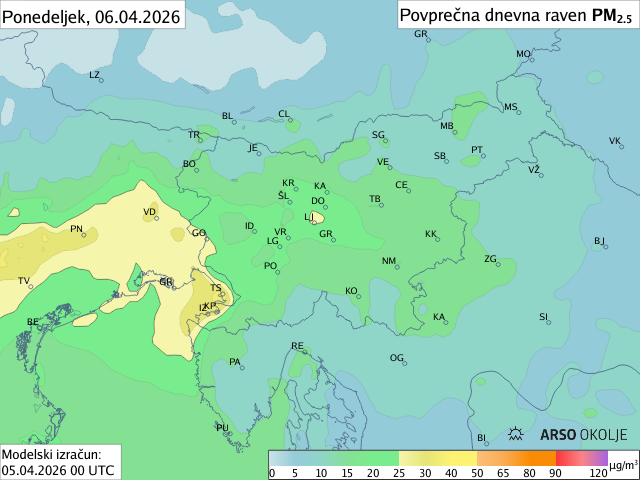 Napoved PM2,5 za jutri